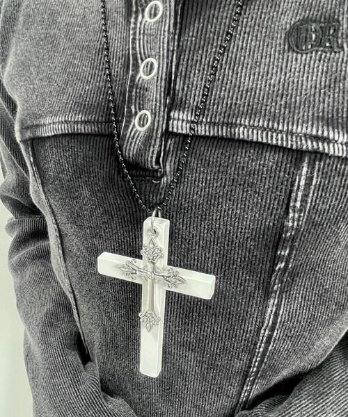 WEGO（ウィゴー）の「WEGO/MIXウッドクロスネックレス（ネックレス・レディース・ホワイト/ブラック・FREE）」の3枚目の写真