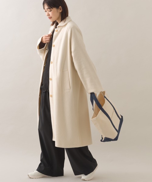 OMNES（オムネス）の「フェルトルーズシルエットステンカラーコート（ステンカラーコート・レディース・ブラック/ダークグレー/オフホワイト・FREE）」の6枚目の写真