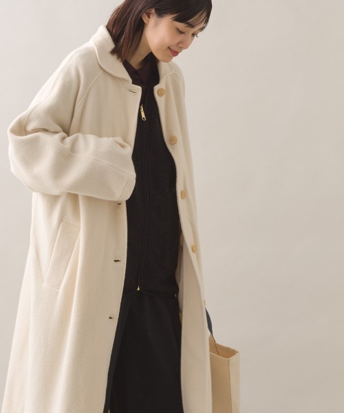 OMNES（オムネス）の「フェルトルーズシルエットステンカラーコート（ステンカラーコート・レディース・ブラック/ダークグレー/オフホワイト・FREE）」の4枚目の写真