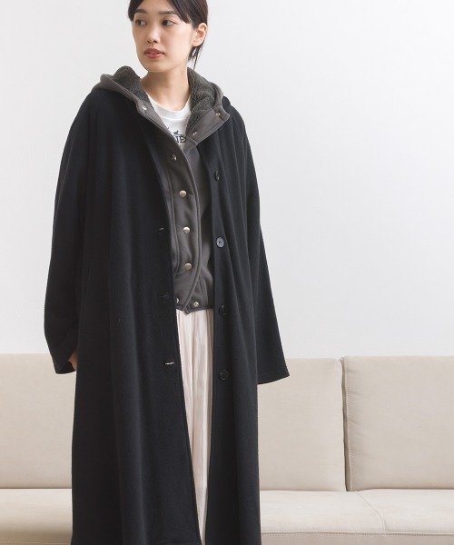 OMNES（オムネス）の「フェルトルーズシルエットステンカラーコート（ステンカラーコート・レディース・ブラック/ダークグレー/オフホワイト・FREE）」の21枚目の写真