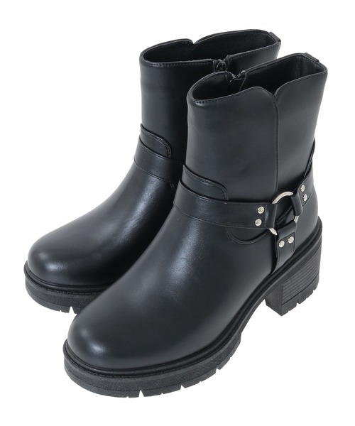 Green　Parks（グリーンパークス）の「・LENA リング付ショートブーツ（ブーツ・レディース・ブラック・LL/S/M/L）」の2枚目の写真