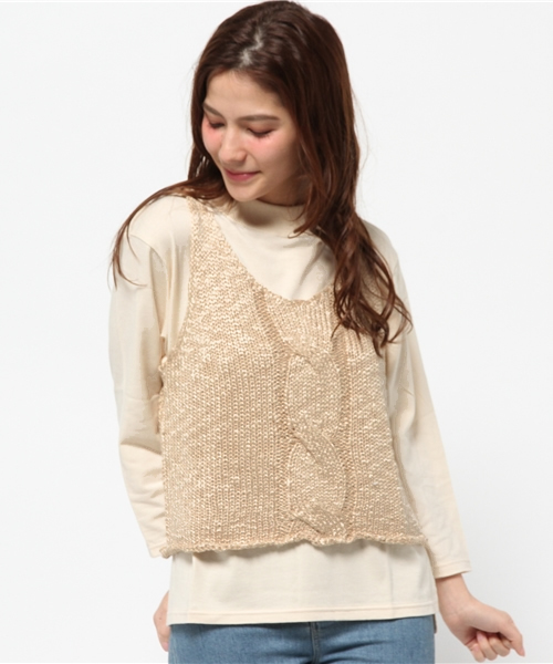 Kastane(カスタネ)の「Tシャツ、ニットベストセット(ニット/セーター・レディース・ベージュ/キャメル/グレー/レッド・FREE)」の13枚目の写真