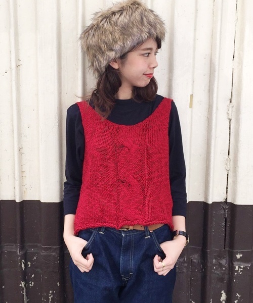 Kastane(カスタネ)の「Tシャツ、ニットベストセット(ニット/セーター・レディース・ベージュ/キャメル/グレー/レッド・FREE)」の16枚目の写真