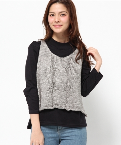 Kastane(カスタネ)の「Tシャツ、ニットベストセット(ニット/セーター・レディース・ベージュ/キャメル/グレー/レッド・FREE)」の18枚目の写真