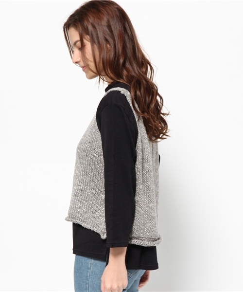 Kastane(カスタネ)の「Tシャツ、ニットベストセット(ニット/セーター・レディース・ベージュ/キャメル/グレー/レッド・FREE)」の6枚目の写真