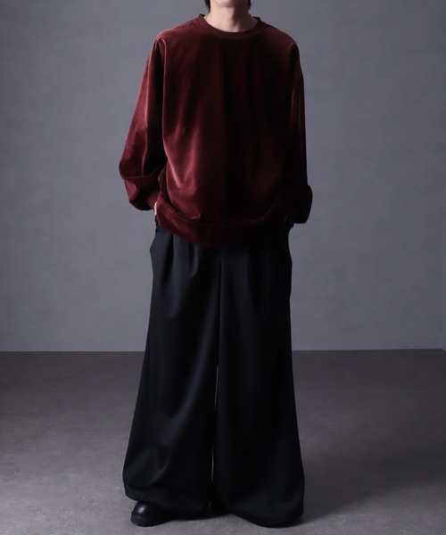 welise（ウェライズ）の「【welise/ウェライズ】ヴィンテージベルベット オーバーサイズ クルーネックプルオーバー（スウェット・メンズ・チャコールグレー/ブラック/ワイン/ダークネイビー・S/M/L）」の20枚目の写真