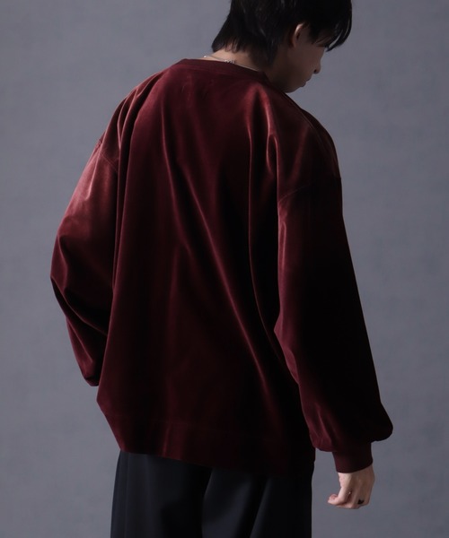 welise（ウェライズ）の「【welise/ウェライズ】ヴィンテージベルベット オーバーサイズ クルーネックプルオーバー（スウェット・メンズ・チャコールグレー/ブラック/ワイン/ダークネイビー・S/M/L）」の18枚目の写真
