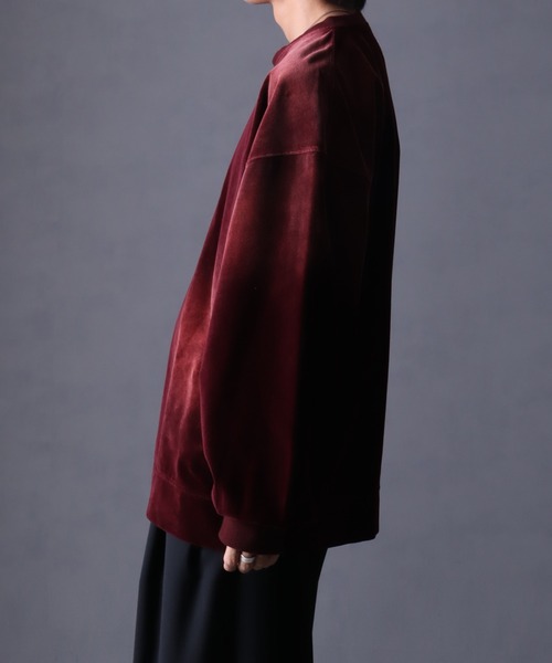 welise（ウェライズ）の「【welise/ウェライズ】ヴィンテージベルベット オーバーサイズ クルーネックプルオーバー（スウェット・メンズ・チャコールグレー/ブラック/ワイン/ダークネイビー・S/M/L）」の19枚目の写真