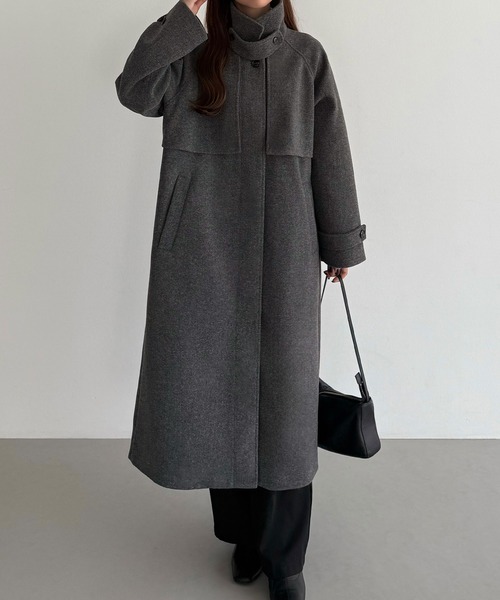 セール】2wayカラーオーバーサイズロングコート（ステンカラーコート