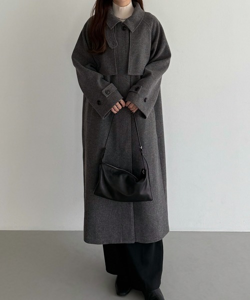 セール】2wayカラーオーバーサイズロングコート（ステンカラーコート