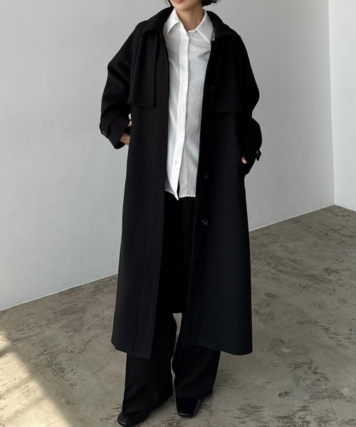 セール】2wayカラーオーバーサイズロングコート（ステンカラーコート