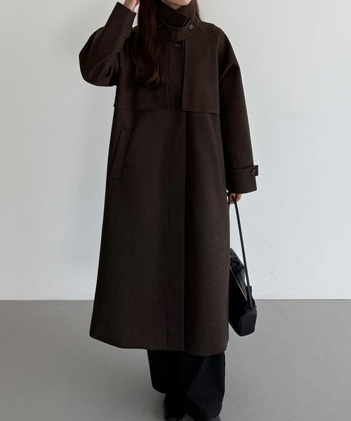 ◎お値下げ◎ 新品　totem トーテム　ブラウン ロングコート セール】2wayカラーオーバーサイズロングコート（ステンカラーコート