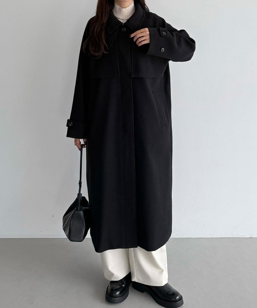 セール】2wayカラーオーバーサイズロングコート（ステンカラーコート