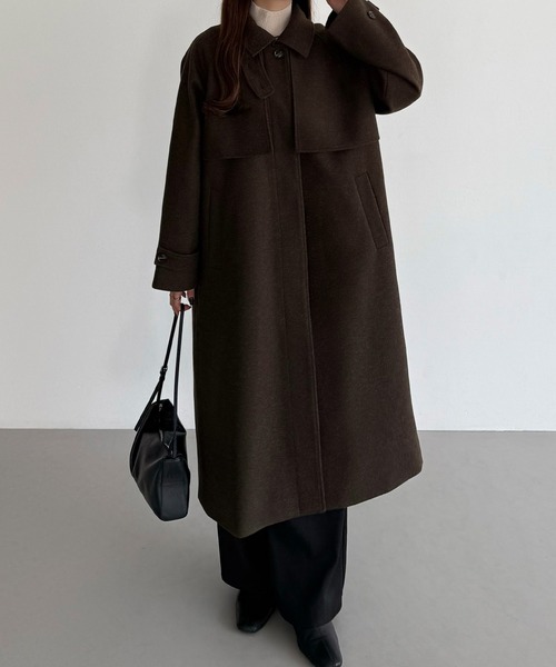 セール】2wayカラーオーバーサイズロングコート（ステンカラーコート