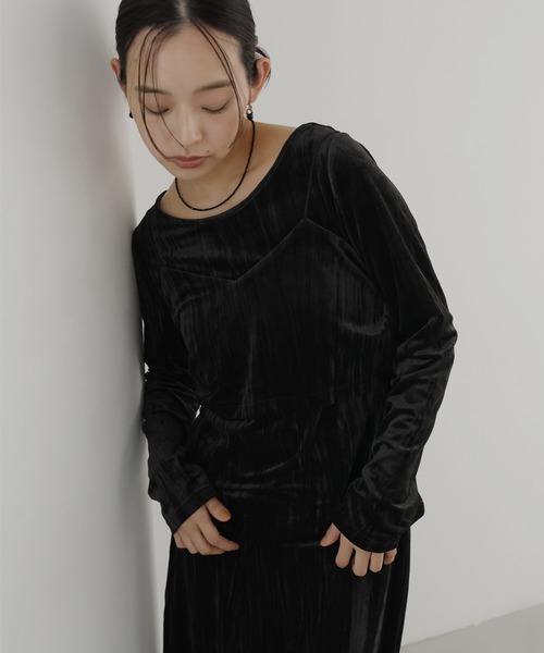 hellam(へラム)の「クラッシュベロアレイヤードロンT(Tシャツ/カットソー・レディース・オフホワイト/ブラック/ブラウン・FREE)」の18枚目の写真