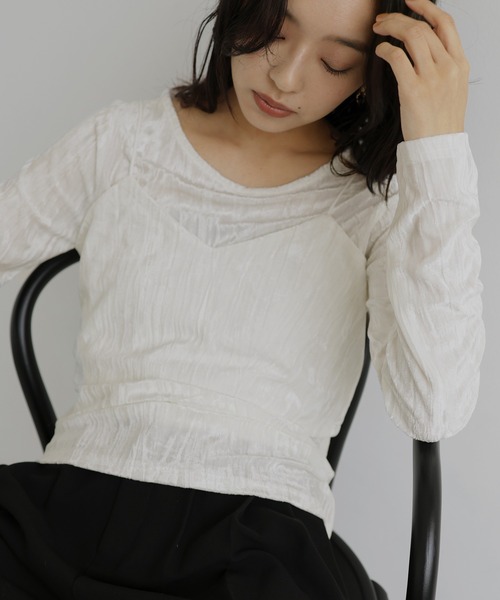 hellam(へラム)の「クラッシュベロアレイヤードロンT(Tシャツ/カットソー・レディース・オフホワイト/ブラック/ブラウン・FREE)」の21枚目の写真