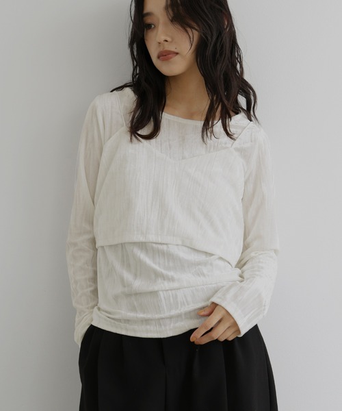 hellam(へラム)の「クラッシュベロアレイヤードロンT(Tシャツ/カットソー・レディース・オフホワイト/ブラック/ブラウン・FREE)」の15枚目の写真