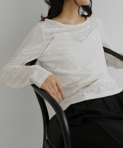 hellam(へラム)の「クラッシュベロアレイヤードロンT(Tシャツ/カットソー・レディース・オフホワイト/ブラック/ブラウン・FREE)」の20枚目の写真