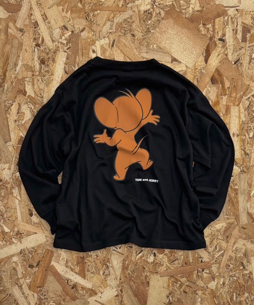 Tom＆Jerry（トムアンドジェリー）の「【TOM&JERRY/トム＆ジェリー】　バックプリント　オーバーサイズ　ロンT　長袖　Tシャツ（Tシャツ/カットソー・キッズ・ブラック/オフホワイト/杢グレー/ダークグリーン/チャコール/グリーン系その他/ネイビー/ホワイト系その他・110/120/130/140/150/160）」の4枚目の写真