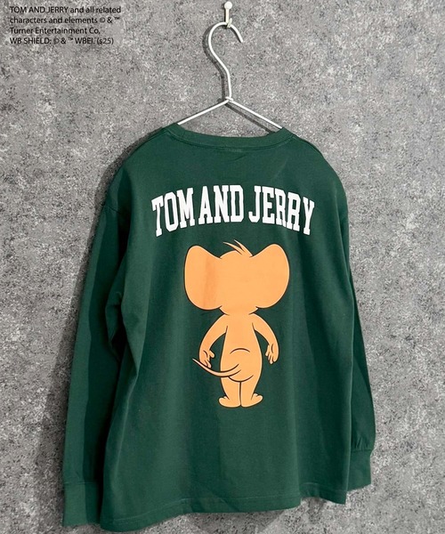 Tom＆Jerry（トムアンドジェリー）の「【TOM&JERRY/トム＆ジェリー】　バックプリント　オーバーサイズ　ロンT　長袖　Tシャツ（Tシャツ/カットソー・キッズ・ブラック/オフホワイト/杢グレー/ダークグリーン/チャコール/グリーン系その他/ネイビー/ホワイト系その他・110/120/130/140/150/160）」の11枚目の写真