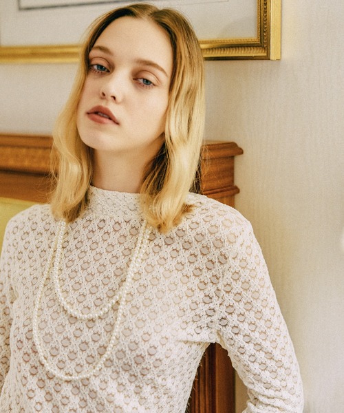 mysty woman（ミスティウーマン）の「袖フレアレースカットソー　603618（Tシャツ/カットソー・レディース・アイボリー/ブラック・FREE）」の14枚目の写真