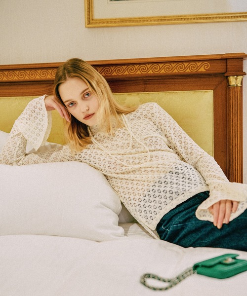 mysty woman（ミスティウーマン）の「袖フレアレースカットソー　603618（Tシャツ/カットソー・レディース・アイボリー/ブラック・FREE）」の19枚目の写真