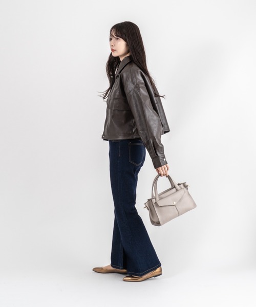 Rivel(リヴェル)の「【LORISTELLA/ロリステッラ】2WAY レザー ハンドバッグ トートバッグ MURIEL TOTE イタリア製(ハンドバッグ・レディース・スモークピンク/ブラック・FREE)」の4枚目の写真