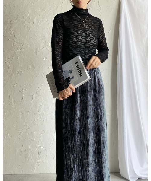 She's Closet(シーズクローゼット)の「ハイネック長袖シースルージャガードシアーカットソートップス(Tシャツ/カットソー・レディース・ブラウン/アイボリー/ブラック・FREE)」の8枚目の写真