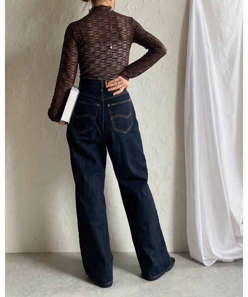 She's Closet(シーズクローゼット)の「ハイネック長袖シースルージャガードシアーカットソートップス(Tシャツ/カットソー・レディース・ブラウン/アイボリー/ブラック・FREE)」の7枚目の写真