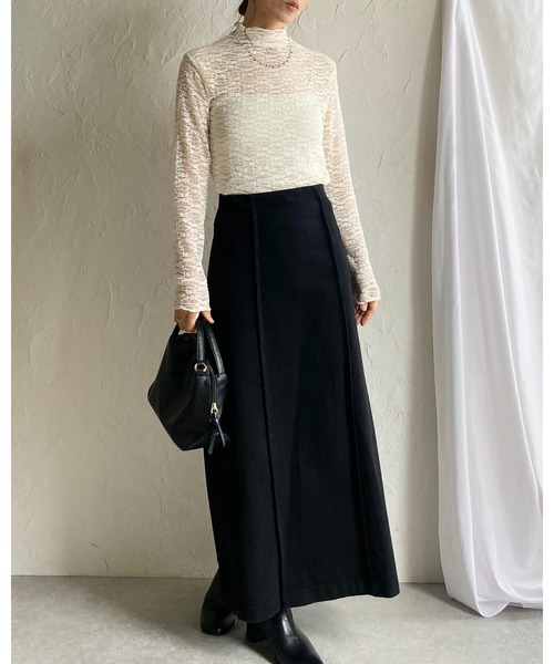 She's Closet(シーズクローゼット)の「ハイネック長袖シースルージャガードシアーカットソートップス(Tシャツ/カットソー・レディース・ブラウン/アイボリー/ブラック・FREE)」の13枚目の写真