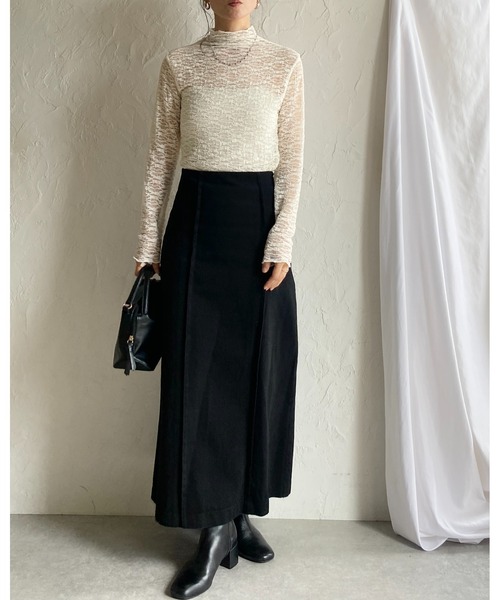 She's Closet(シーズクローゼット)の「ハイネック長袖シースルージャガードシアーカットソートップス(Tシャツ/カットソー・レディース・ブラウン/アイボリー/ブラック・FREE)」の14枚目の写真