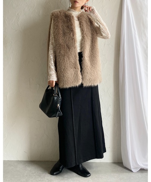 She's Closet(シーズクローゼット)の「ハイネック長袖シースルージャガードシアーカットソートップス(Tシャツ/カットソー・レディース・ブラウン/アイボリー/ブラック・FREE)」の16枚目の写真