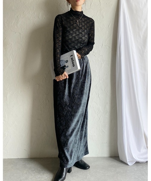 She's Closet(シーズクローゼット)の「ハイネック長袖シースルージャガードシアーカットソートップス(Tシャツ/カットソー・レディース・ブラウン/アイボリー/ブラック・FREE)」の19枚目の写真