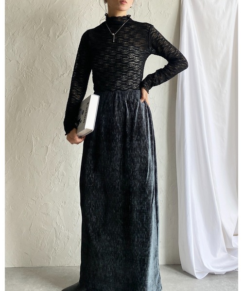 She's Closet(シーズクローゼット)の「ハイネック長袖シースルージャガードシアーカットソートップス(Tシャツ/カットソー・レディース・ブラウン/アイボリー/ブラック・FREE)」の17枚目の写真