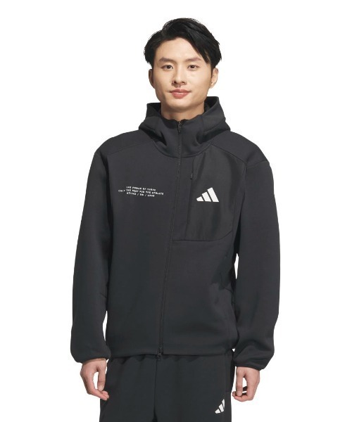adidas(アディダス)の「アディダス adidas アディダスアダプテーション レギュラーフィット フード付きフルジップトラックトップ(ジャージ・メンズ・ブルー/ホワイト/ブラック・M/LL/S/L/3L)」の1枚目の写真