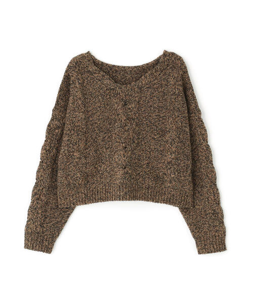 NATURAL BEAUTY BASIC(ナチュラルビューティーベーシック)の「◇Vネックケーブルニット(ニット/セーター・レディース・レッド系その他/グリーン系その他3/ブラウン系その他・FREE)」の4枚目の写真