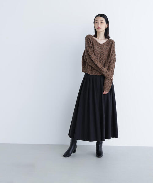 NATURAL BEAUTY BASIC(ナチュラルビューティーベーシック)の「◇Vネックケーブルニット(ニット/セーター・レディース・レッド系その他/グリーン系その他3/ブラウン系その他・FREE)」の7枚目の写真