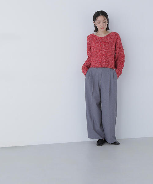 NATURAL BEAUTY BASIC(ナチュラルビューティーベーシック)の「◇Vネックケーブルニット(ニット/セーター・レディース・レッド系その他/グリーン系その他3/ブラウン系その他・FREE)」の14枚目の写真