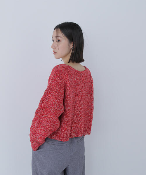 NATURAL BEAUTY BASIC(ナチュラルビューティーベーシック)の「◇Vネックケーブルニット(ニット/セーター・レディース・レッド系その他/グリーン系その他3/ブラウン系その他・FREE)」の15枚目の写真