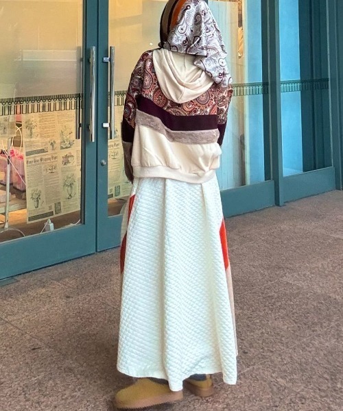 チャイハネ(チャイハネ)の「【チャイハネ】マロンナパッチワークスカート(スカート・レディース・ブラック/ホワイト/カーキ・FREE)」の8枚目の写真