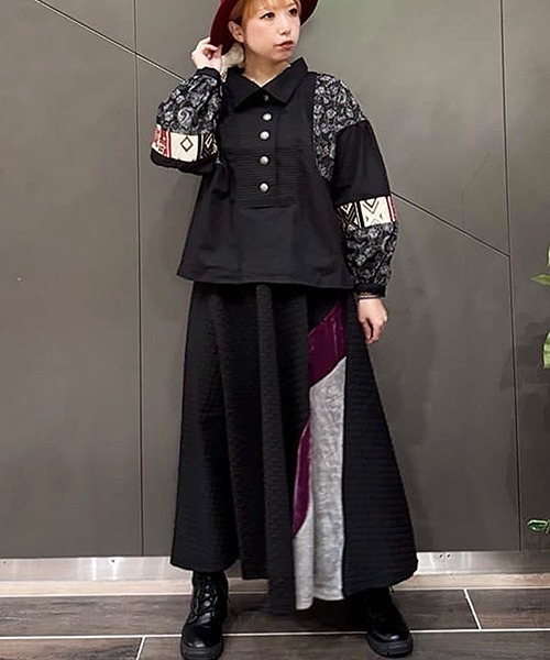 チャイハネ(チャイハネ)の「【チャイハネ】マロンナパッチワークスカート(スカート・レディース・ブラック/ホワイト/カーキ・FREE)」の10枚目の写真