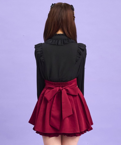 Secret Honey(シークレットハニー)の「ダブルハートボタンゴールドピコレーススカパン(スカート・レディース・ブラック/ワインレッド・MEDIUM)」の5枚目の写真