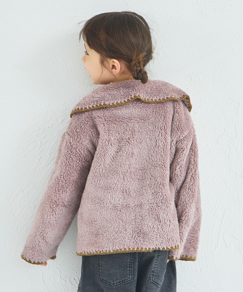 pairmanon（ペアマノン）の「【ましゅまろボア】洗える/軽い/ふんわり 配色ステッチ ボア コート（その他アウター・キッズ・レッド系その他/アイボリー/ピンク系その他・100/110/120/130/140/150/90）」の8枚目の写真