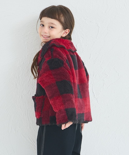 pairmanon（ペアマノン）の「【ましゅまろボア】洗える/軽い/ふんわり 配色ステッチ ボア コート（その他アウター・キッズ・レッド系その他/アイボリー/ピンク系その他・100/110/120/130/140/150/90）」の11枚目の写真