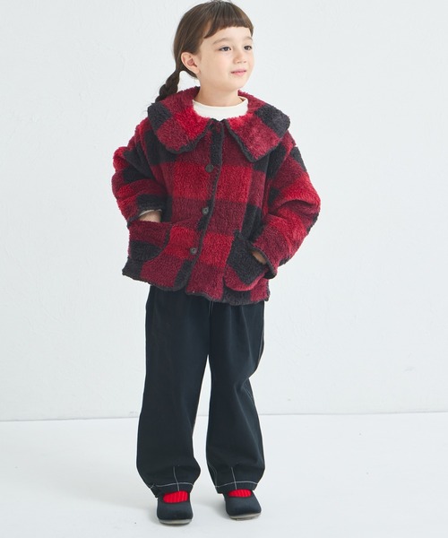 pairmanon（ペアマノン）の「【ましゅまろボア】洗える/軽い/ふんわり 配色ステッチ ボア コート（その他アウター・キッズ・レッド系その他/アイボリー/ピンク系その他・100/110/120/130/140/150/90）」の13枚目の写真