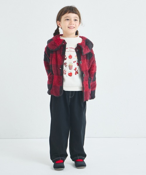 pairmanon（ペアマノン）の「【ましゅまろボア】洗える/軽い/ふんわり 配色ステッチ ボア コート（その他アウター・キッズ・レッド系その他/アイボリー/ピンク系その他・100/110/120/130/140/150/90）」の14枚目の写真