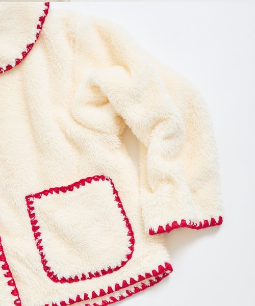 pairmanon（ペアマノン）の「【ましゅまろボア】洗える/軽い/ふんわり 配色ステッチ ボア コート（その他アウター・キッズ・レッド系その他/アイボリー/ピンク系その他・100/110/120/130/140/150/90）」の17枚目の写真