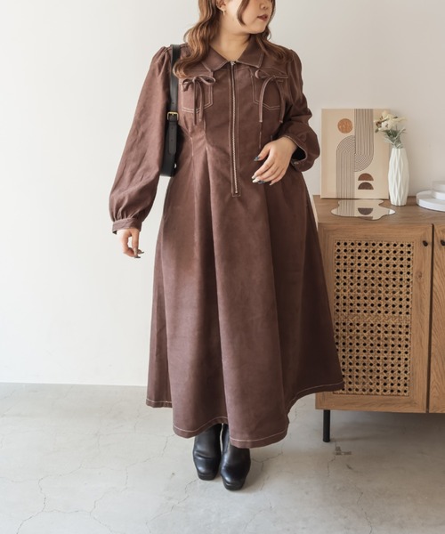 CLETTEオリジナル配色ステッチウエストタックワンピース