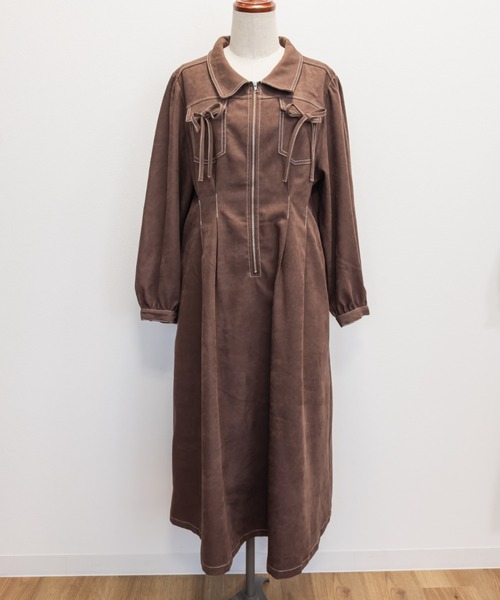 CLETTE(クレット)の「CLETTEオリジナル配色ステッチウエストタックワンピース(ワンピース・レディース・ブラウン/チャコールグレー/ブラック・LL/3L/4L)」の17枚目の写真