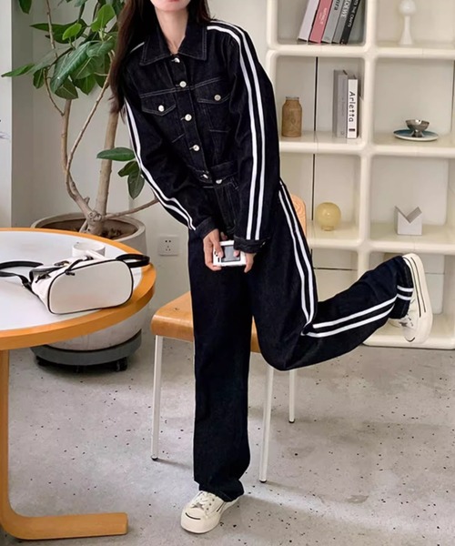 セール】サイドラインデニムセットアップ（セットアップ）｜Girly Doll